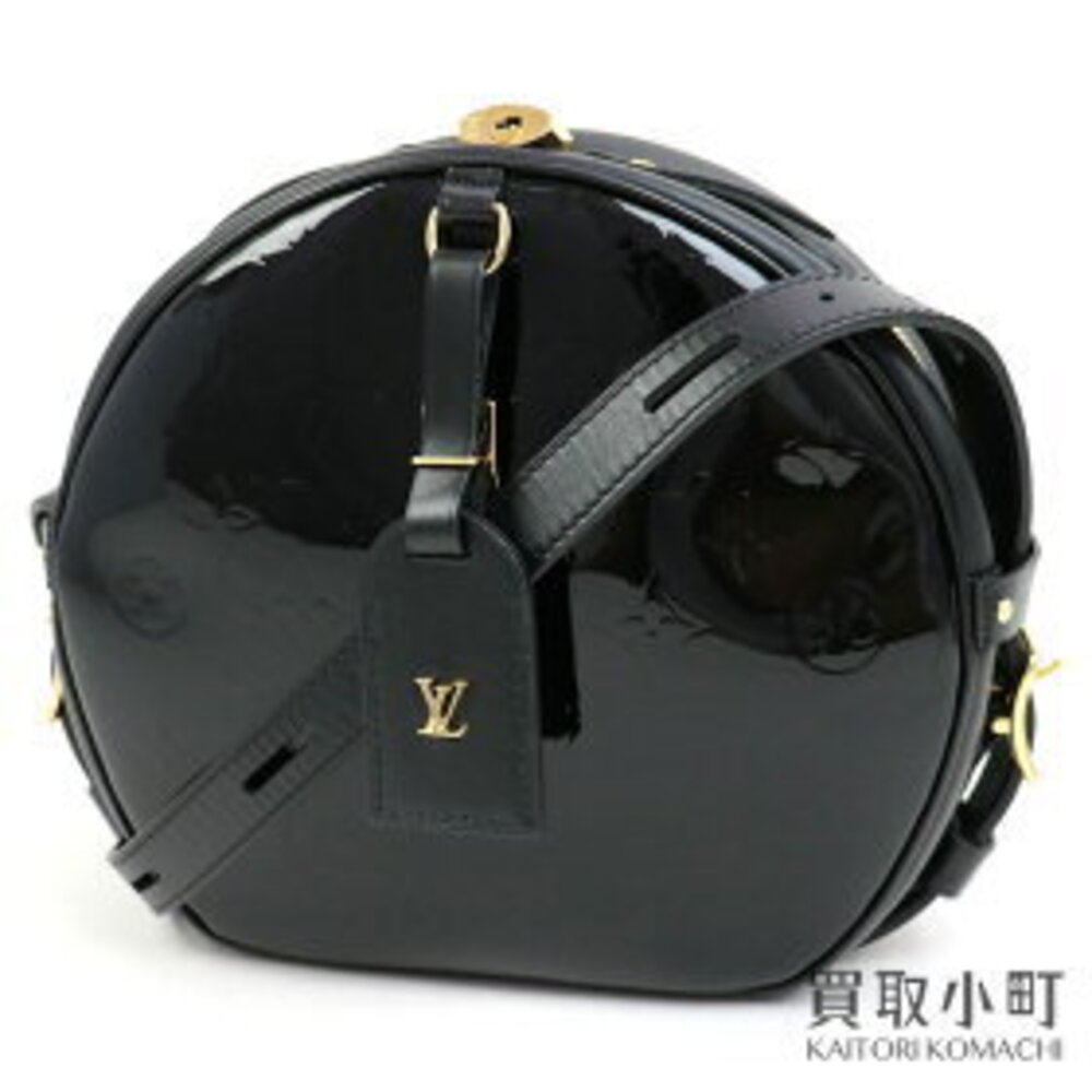 Louis Vuitton Boite Chapeau Souple Monogram Vernis Noir Shoulder Leather LV MON